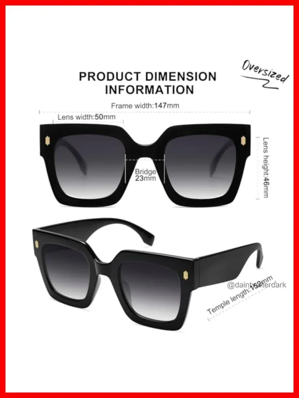 Vintage Oversized Square Sunglasses with UV400 Protection